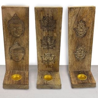 Incensario TABLA madera Natural Forma L-3 Diseños Versión tallada pequeña